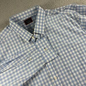 Untuckit Shirt Mens XXXL 3x Blue White Plaid Long Sleeve Cotton Button Up